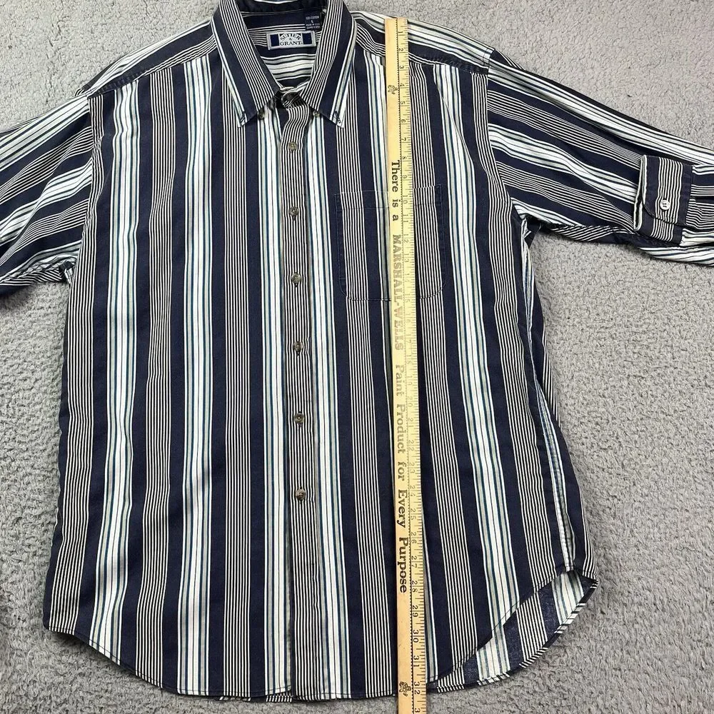 Vintage Sutter & Grant Striped Button Up Shirt White Blue Sz‎ Large